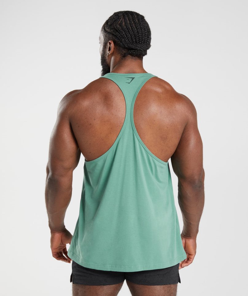 Men's Gymshark Power Stringer Tanks Green | CA AD05N6